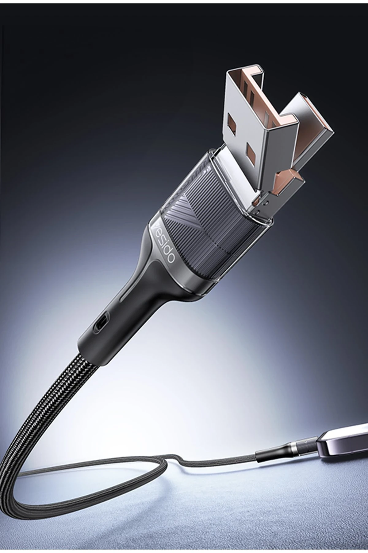 Yesido CA165L 1.2M Bir Ucu USB ve Type-C to Lightning PD Hızlı Şarj Kablosu