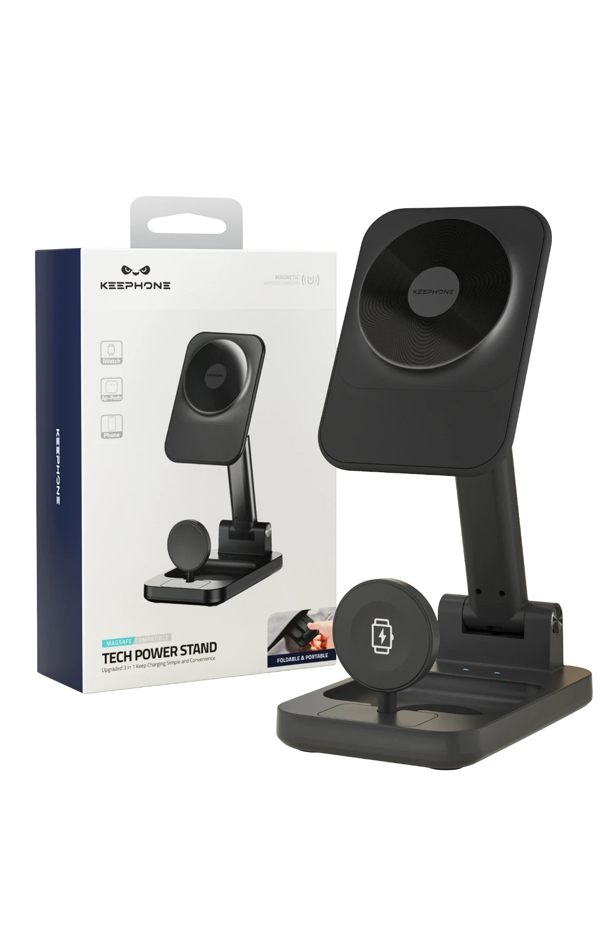 Keephone CR-302 3in1 Masaüstü Kablosuz Şarj Standı