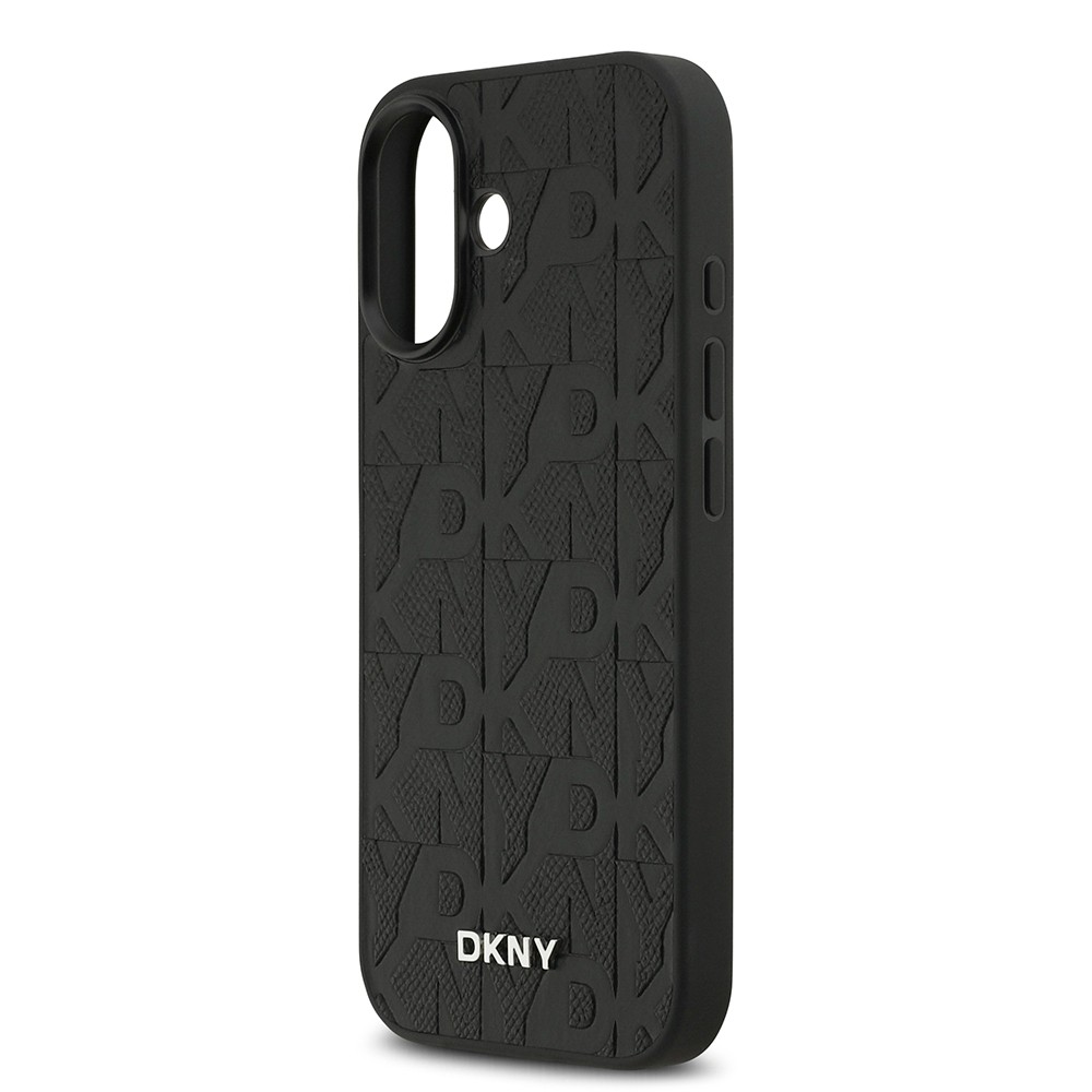 Apple iPhone 17 Kılıf DKNY Orjinal Lisanslı M-safe Şarj Özellikli 3D Yazılı Grid Pattern Kapak