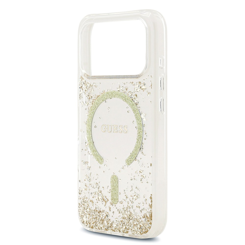 Apple iPhone 17 Pro Kılıf Guess Orjinal Lisanslı M-safe Şarj Özellikli Transparan Resin Bottom Kapak