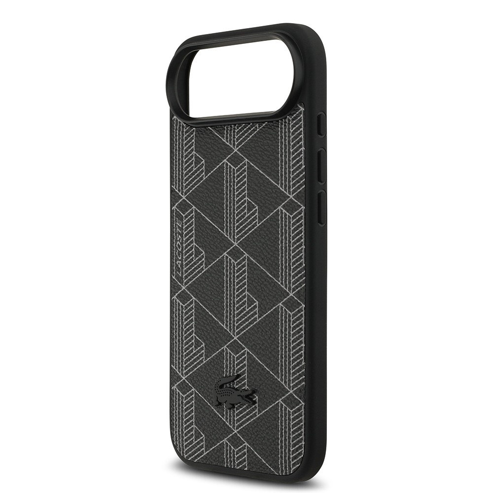 Apple iPhone 17 Air Kılıf Lacoste Orjinal Lisanslı M-safe Şarj Özellikli PU Deri Tasarımlı Kartlıklı Karışık Monogram Desenli Kapak