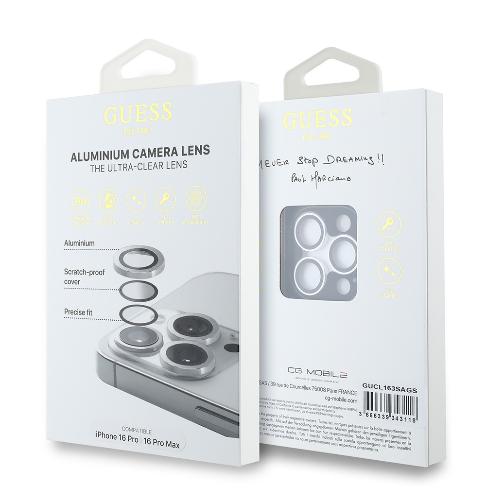 Apple iPhone 16 Pro Max Guess Orjinal Lisanslı Metal Kamera Lens Koruyucu