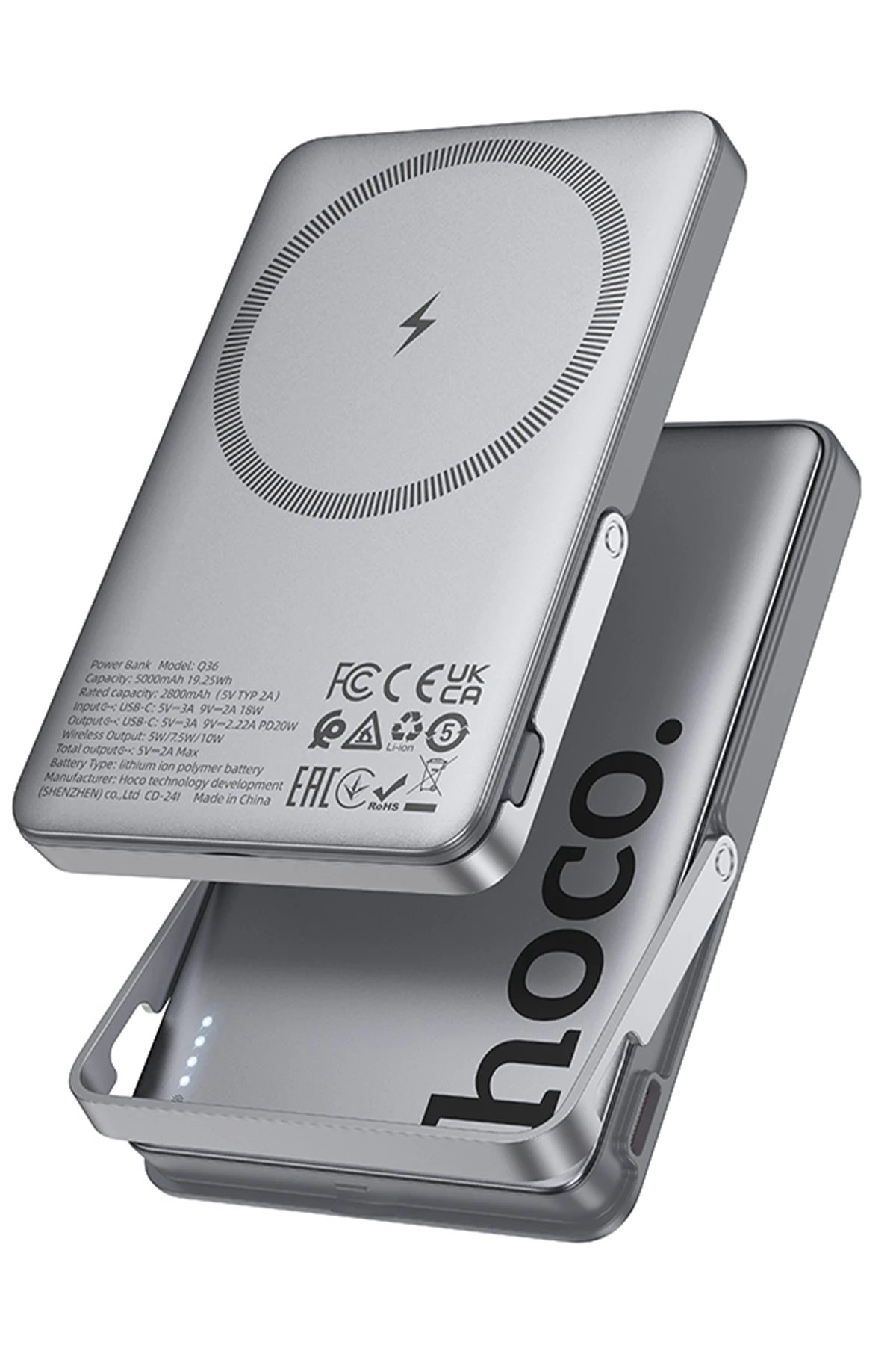 Hoco. Q36 Sunlight 5.000 mAh 20W Type-C ve 10W Kablosuz Şarj PD Magsafe Standlı Powerbank