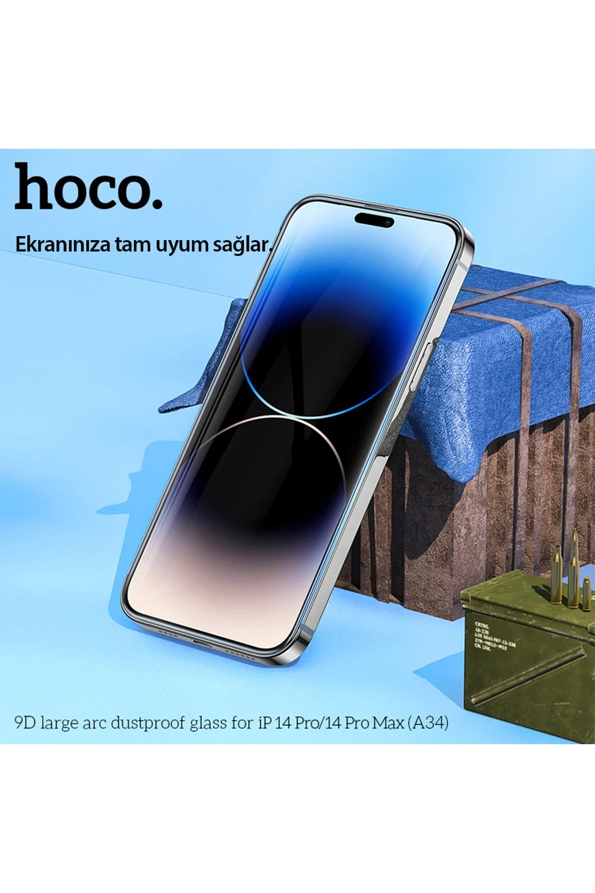 Hoco. iPhone 14 Pro Max 9D Dustproof Cam Ekran Koruyucu