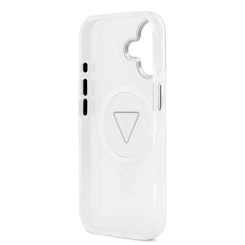 Apple iPhone 17 Kılıf Guess Orjinal Lisanslı M-safe Şarj Özellikli IML Baskılı Üçgen Logolu Metal Kamera Çerçeveli Kapak