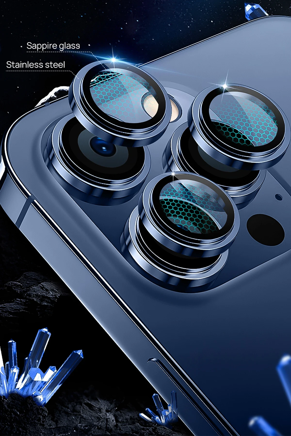 URR iPhone 17 Pro Max Sapphire PVDSS Kamera Lens Koruyucu