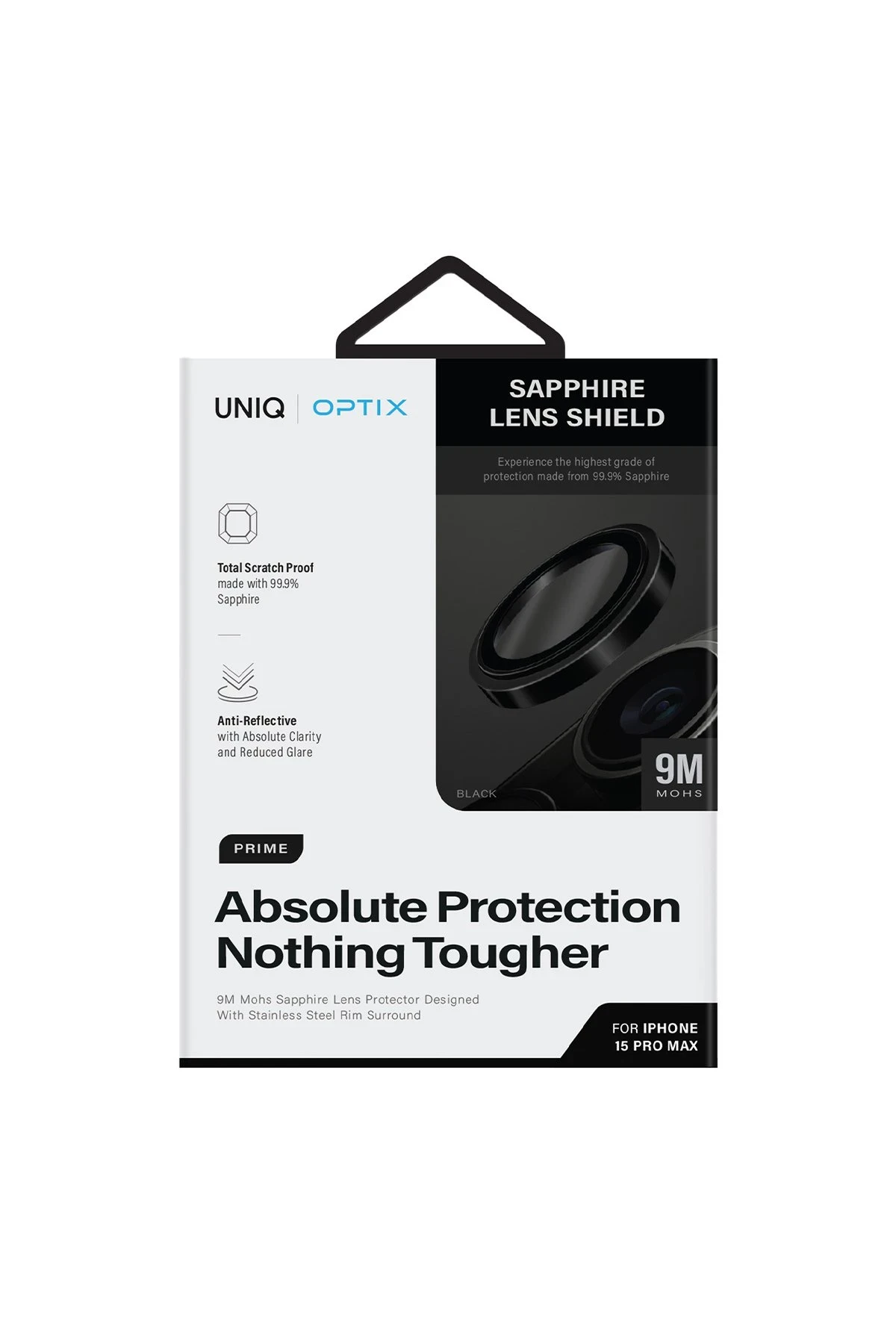 Uniq iPhone 15 Pro Max Optix Çelik Çerçeveli Sapphire Kamera Lens Koruyucu