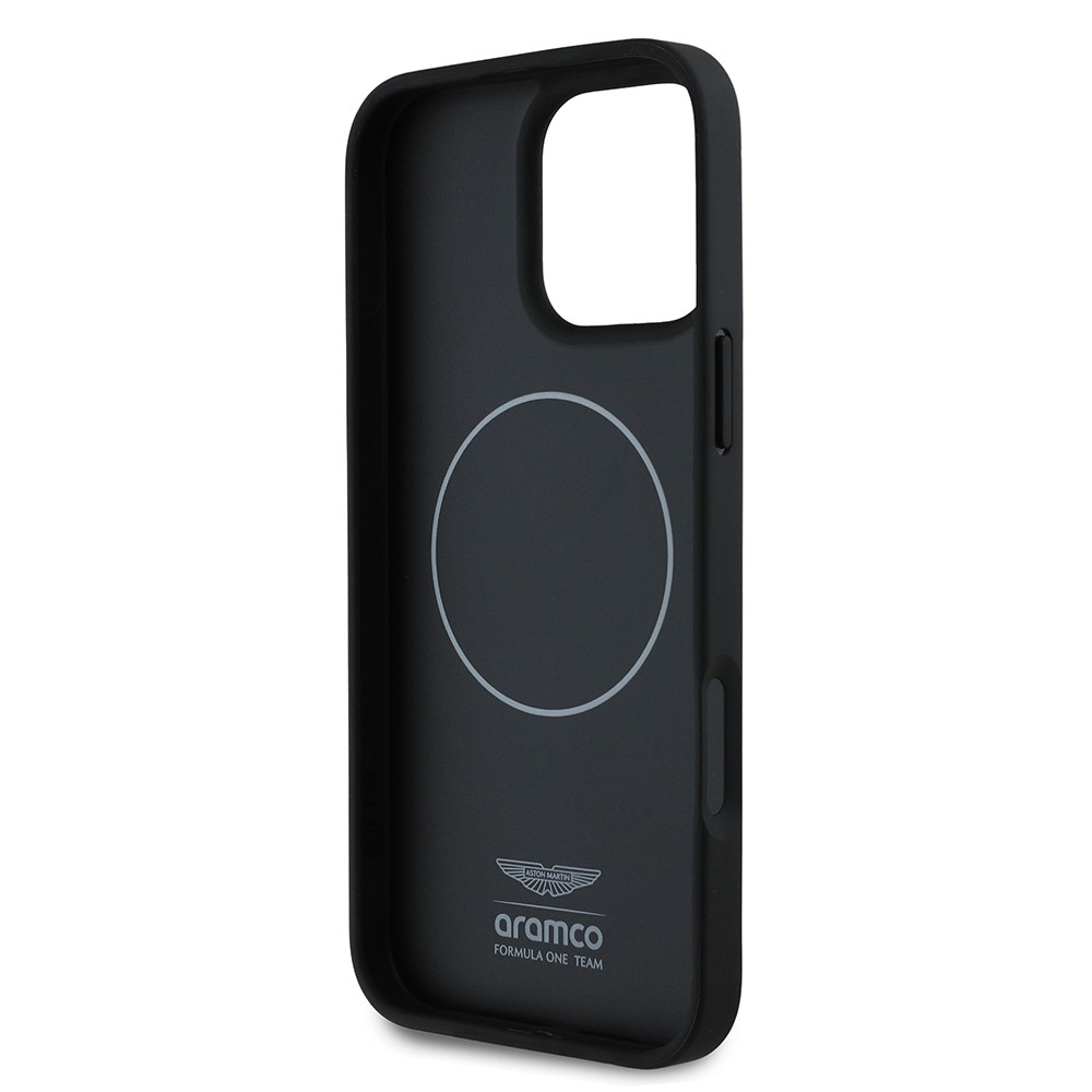 Apple iPhone 16 Pro Kılıf Aston Martin Orjinal Lisanslı M-safe Şarj Özellikli PU Deri Alonso 14 Baskılı Kapak