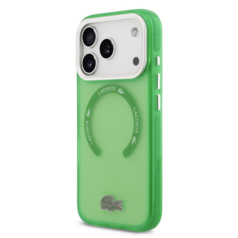 Apple iPhone 17 Pro Kılıf Lacoste Orjinal Lisanslı M-safe Şarj Özellikli İkonik Timsah Logolu Buzlu Kapak