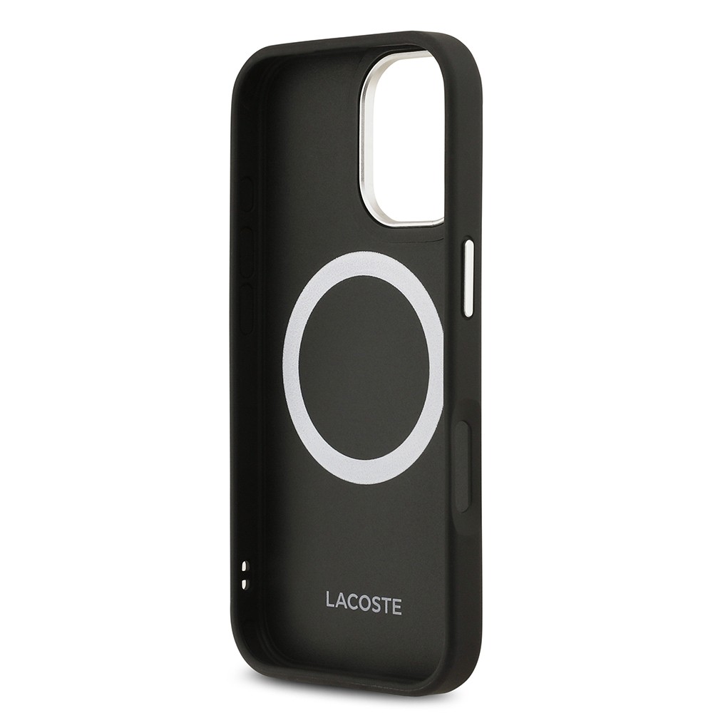 Apple iPhone 17 Kılıf Lacoste Orjinal Lisanslı M-safe Şarj Özellikli Champs Elysees PU Deri Tasarımlı Kapak