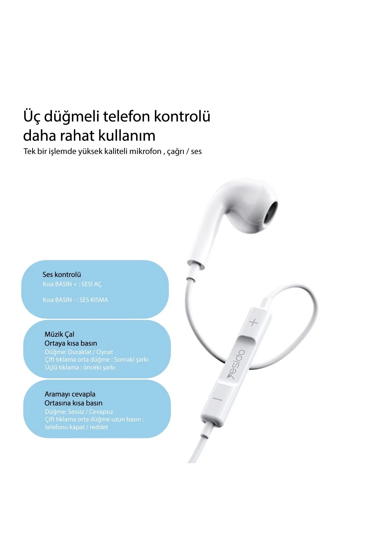 Yesido YH37 1.2M Lightning Bluetooth Kablolu Kulaklık