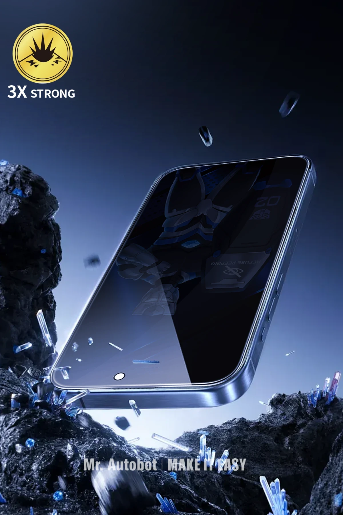 URR Apple iPhone 16 3D Anti-Peep Curved Hayalet Cam Ekran Koruyucu