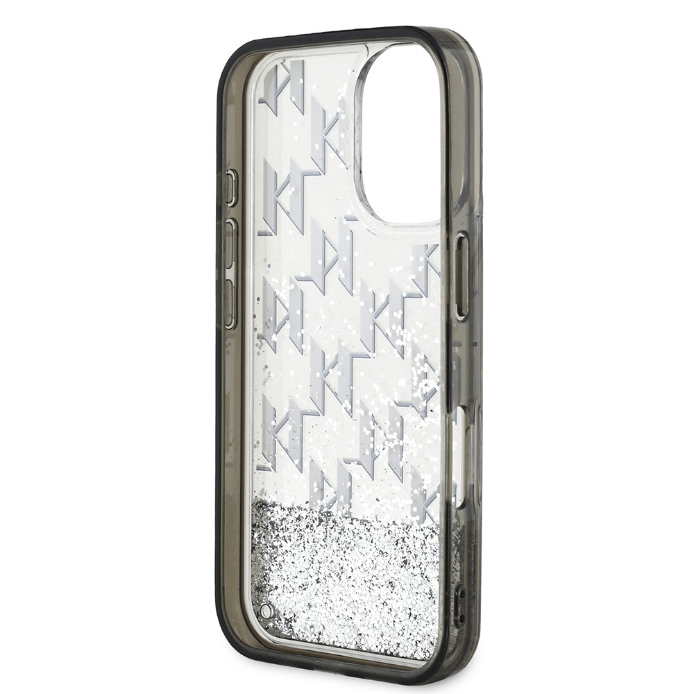 Apple iPhone 16 Kılıf Karl Lagerfeld Orjinal Lisanslı Simli KL Yazılı Monogram Gradient Kapak