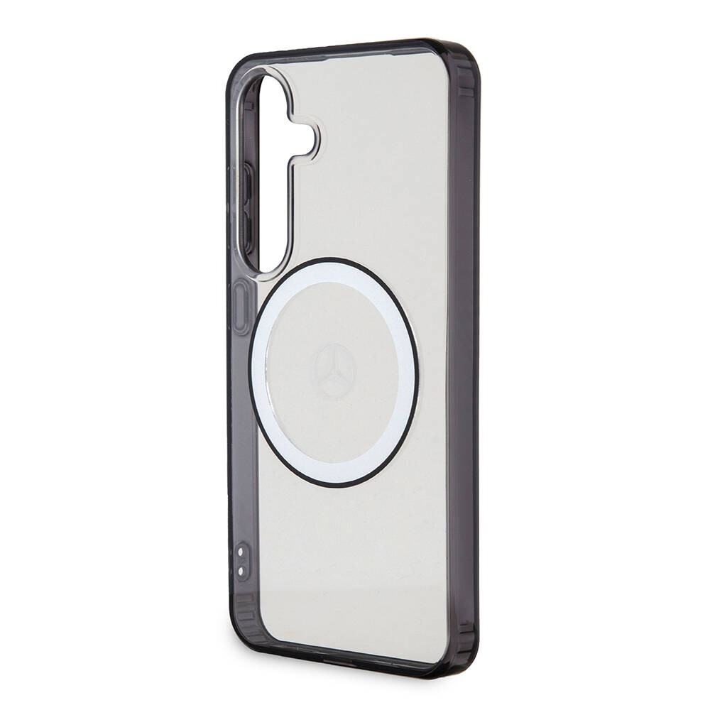 Galaxy S24 Kılıf Mercedes Benz Orjinal Lisanslı M-safe Şarj Özellikli PC TPU Transparan Black Ring Kapak