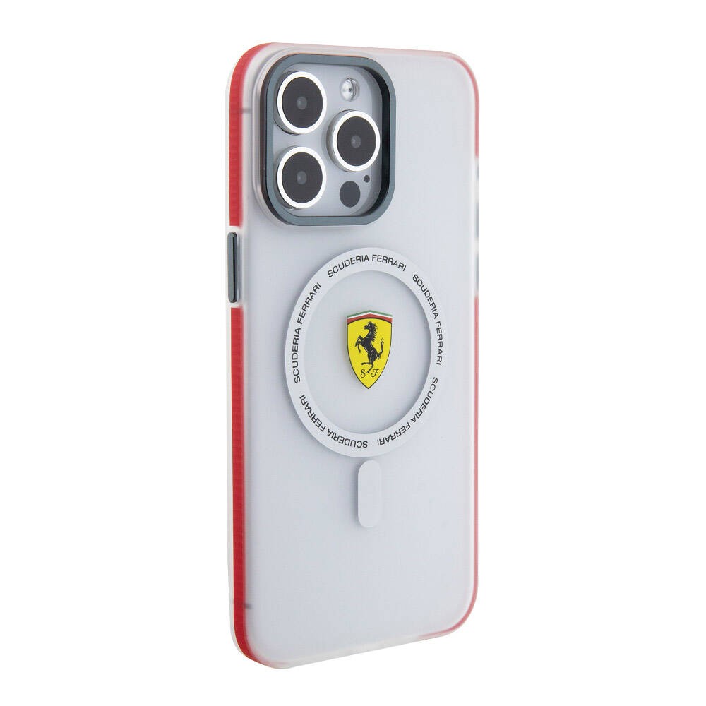 Apple iPhone 15 Pro Max Kılıf Ferrari Orjinal Lisanslı M-safe Şarj Özellikli Kontrast Bumper SF Ring Kapak