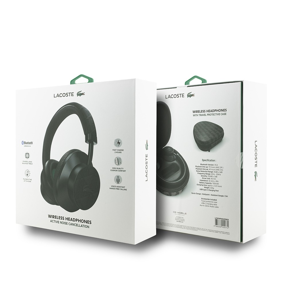 Lacoste Orjinal Lisanslı LH02 ANC Taşıma Çantalı Ayarlanabilir Kulak Üstü Bluetooth Kulaklık v5.4