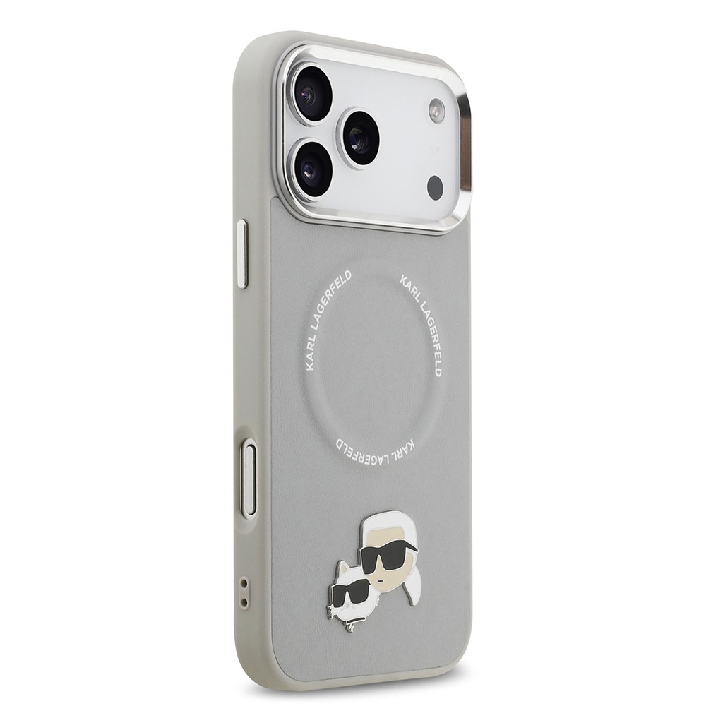 Apple iPhone 17 Pro Kılıf Karl Lagerfeld Orjinal Lisanslı M-safe Şarj Özellikli Metal Kamera ve Buton Tasarımlı K&C PU Deri Kapak