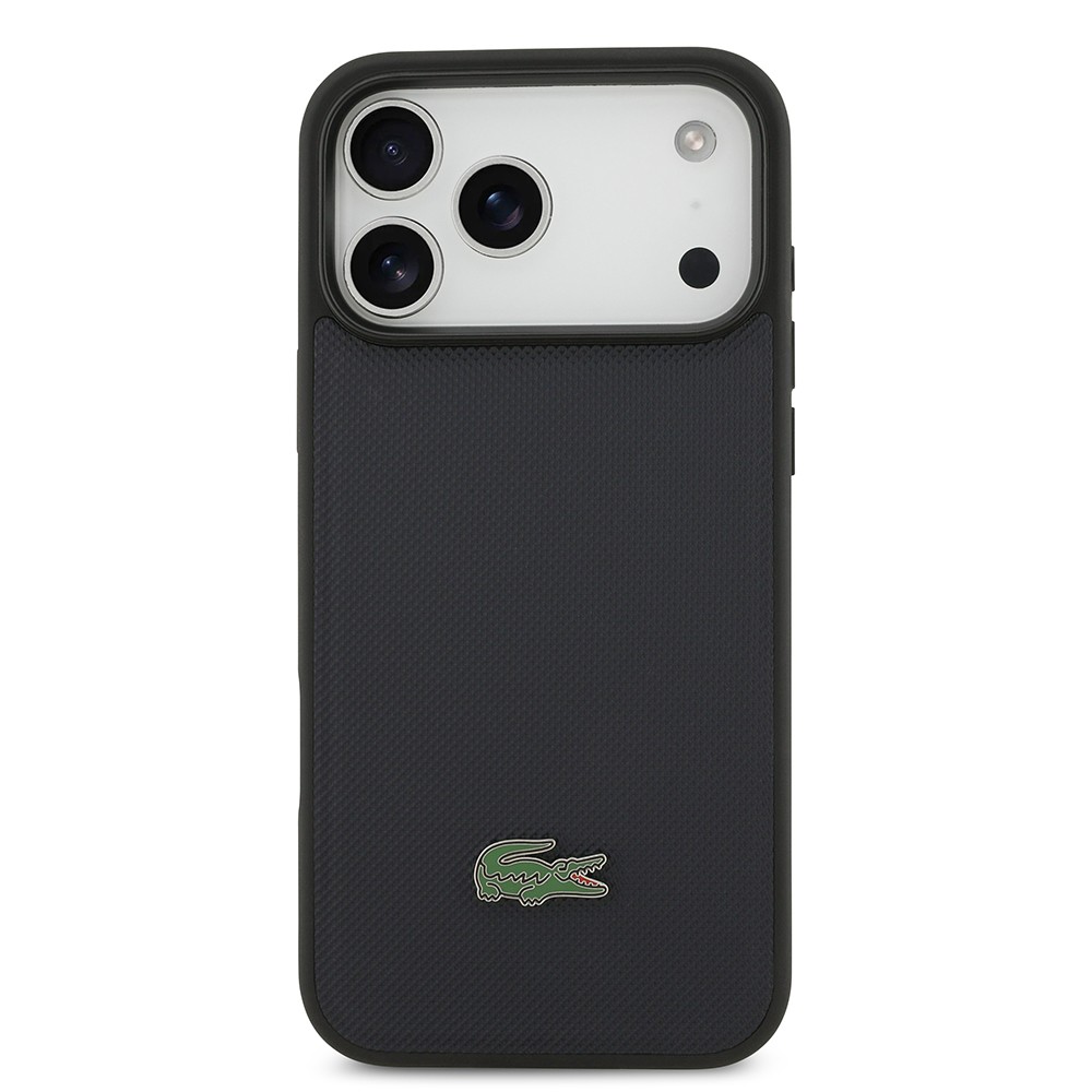 Apple iPhone 17 Pro Max Kılıf Lacoste Orjinal Lisanslı M-safe Şarj Özellikli PU Pike Desenli Metal Logolu Kartlıklı Kapak