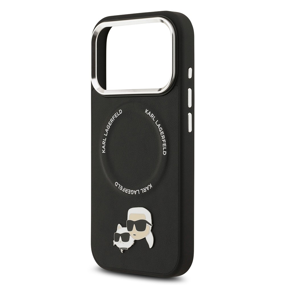 Apple iPhone 17 Pro Kılıf Karl Lagerfeld Orjinal Lisanslı M-safe Şarj Özellikli Metal Kamera ve Buton Tasarımlı K&C PU Deri Kapak
