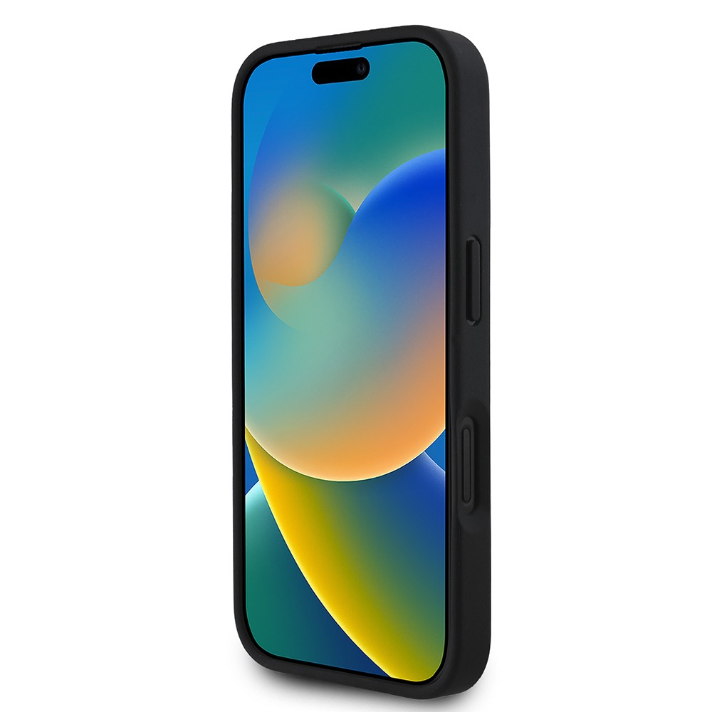 Apple iPhone 16 Kılıf Guess Orjinal Lisanslı M-safe Şarj Özellikli Taneli Çiçek Tasarımlı Metal Yazı Logolu Kapak