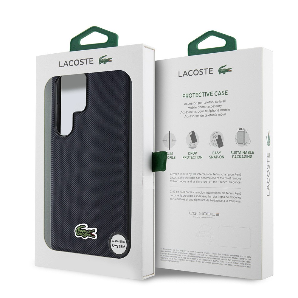 Galaxy S25 Ultra Kılıf Lacoste Orjinal Lisanslı PU Pike Desenli Arka Yüzey İkonik Timsah Dokuma Logolu Kapak