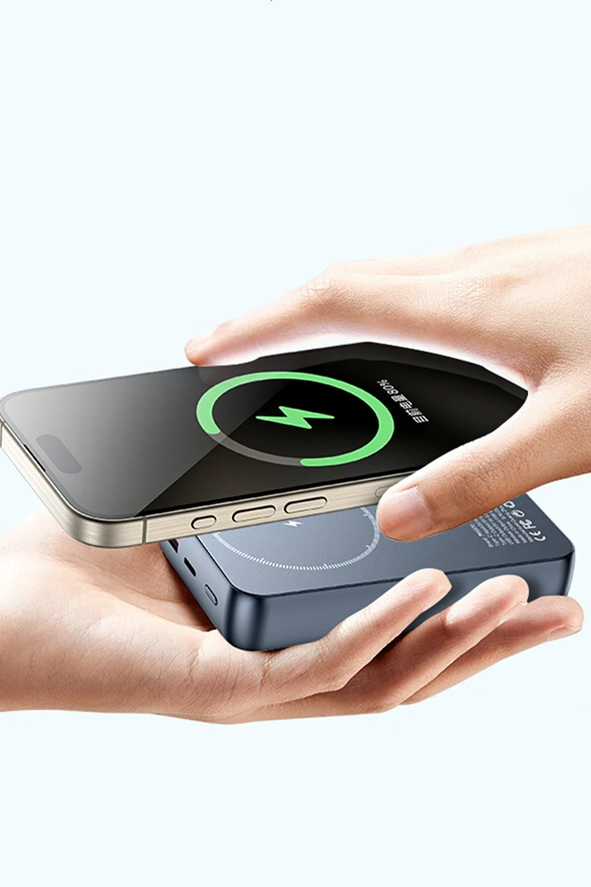 Yesido YP50 20.000 mAh Dijital Göstergeli 22.5W USB 3.0 / 20W Type-C Çıkışlı ve 15W Kablosuz Şarjlı PD Hızlı Şarj Magsafe Powerbank
