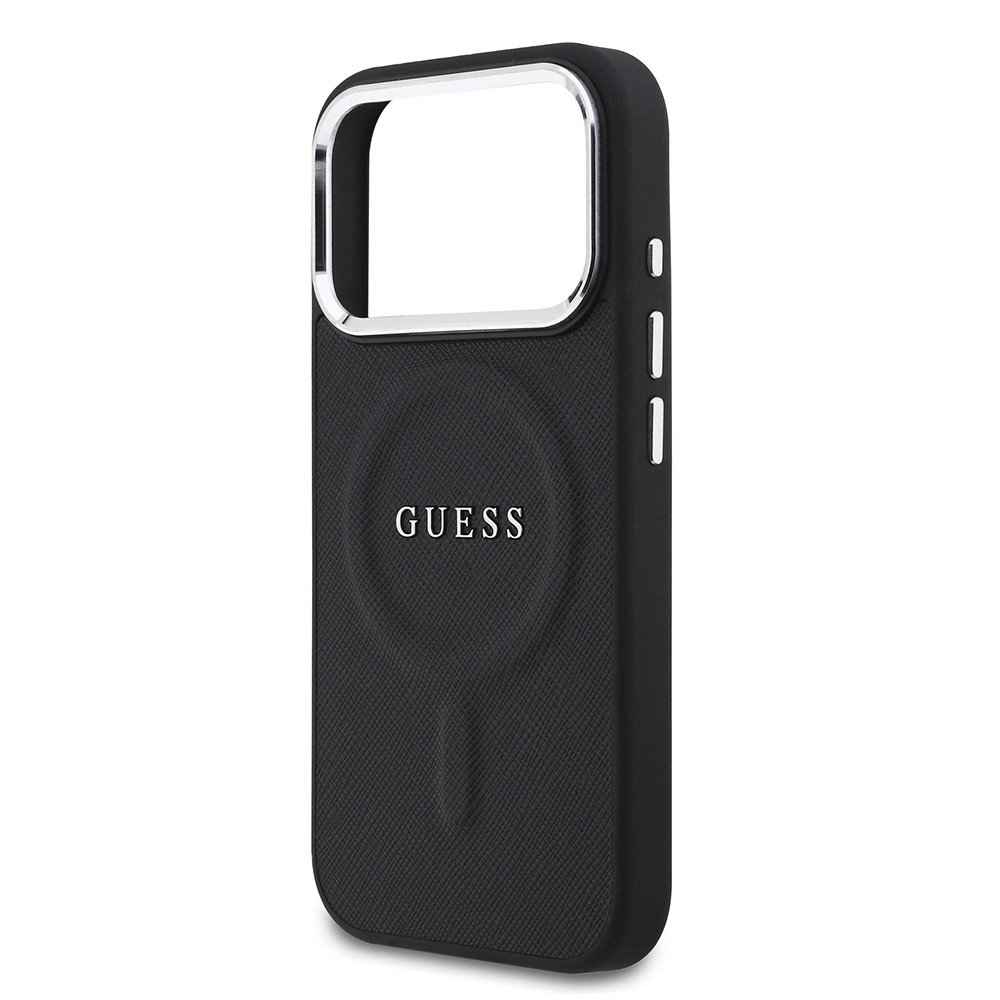 Apple iPhone 17 Pro Kılıf Guess Orjinal Lisanslı M-safe Şarj Özellikli Klasik Yazı Logolu PU Deri Kapak