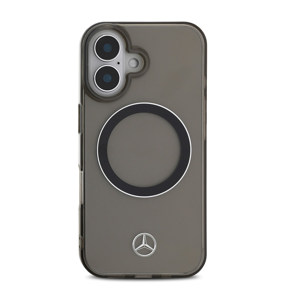 Apple iPhone 16 Kılıf Mercedes Benz Orjinal Lisanslı M-safe Şarj Özellikli Saydam Yüzey Silver Ring Kapak