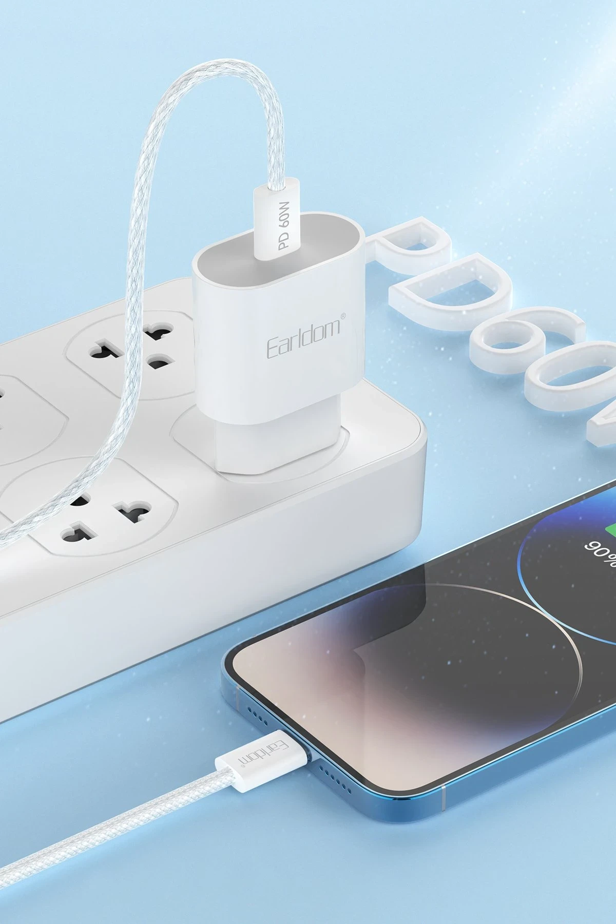 Earldom EC-190CC 2M 60W iPhone 15 Serisi ile Uyumlu Type-C to Type-C PD Hızlı Şarj Kablosu