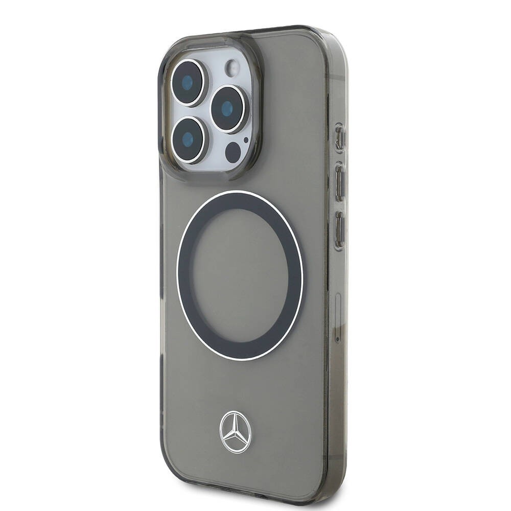 Apple iPhone 16 Pro Kılıf Mercedes Benz Orjinal Lisanslı M-safe Şarj Özellikli Saydam Yüzey Silver Ring Kapak