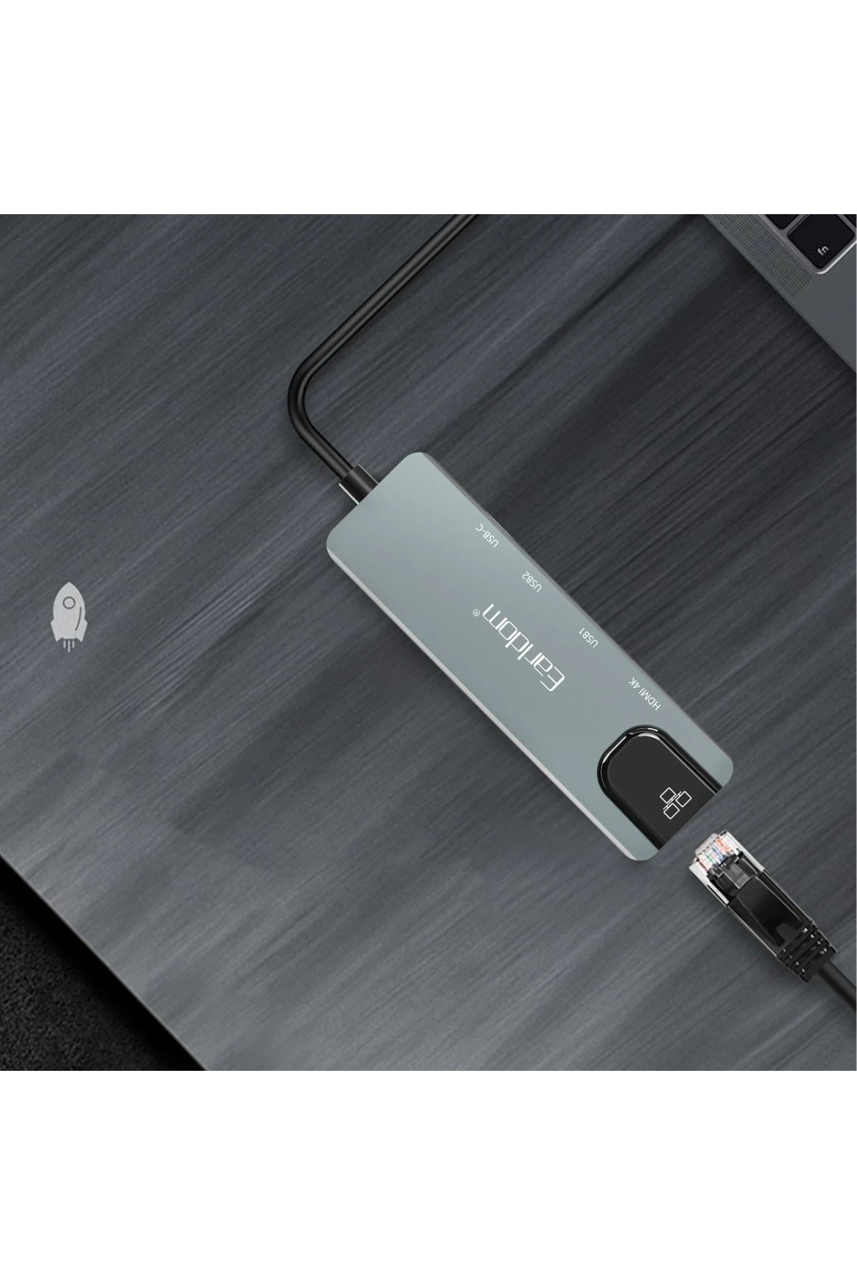 Earldom W27 5in1 1 Adet 4K HDMI / 2 Adet USB / 1 Adet Type-C Çıkışlı / 1 Adet RJ45 100 Mbps Ethernet Çıkışlı Type-C Girişli Hub Dönüştürücü
