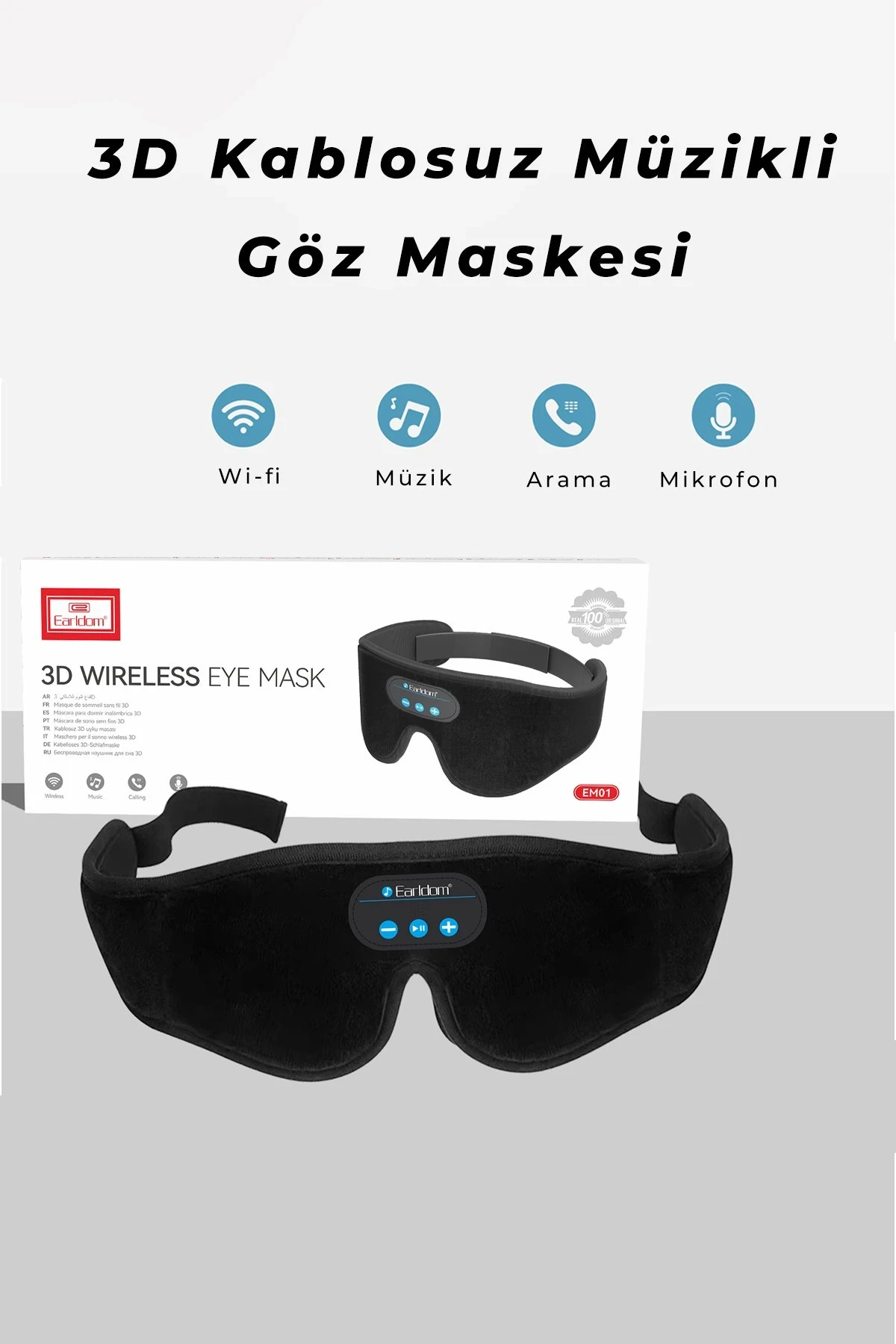 Earldom EM01 BT 3D Ses Özellikli Kablosuz Göz Maskesi
