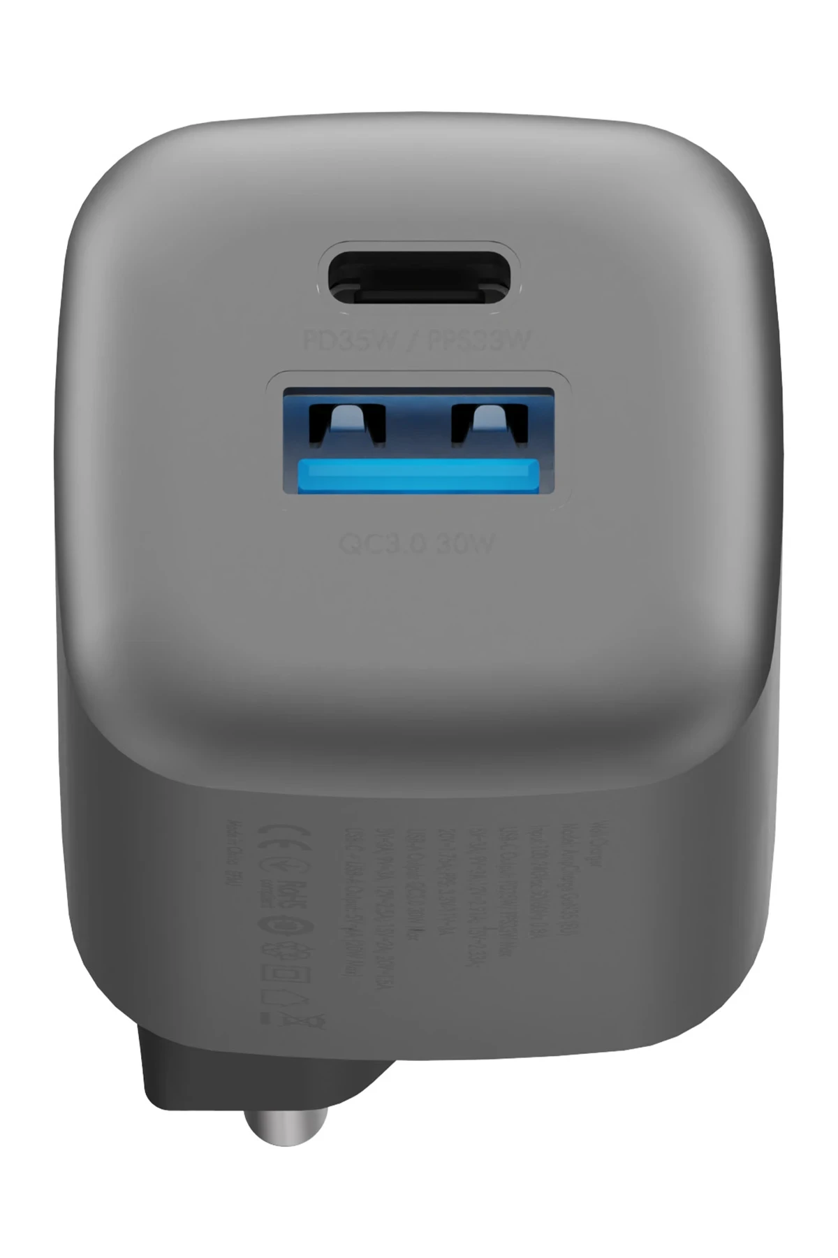 Energea AmpCharge GaN35 35W Type-C ve 30W USB 3.0 Çıkışlı Hızlı Şarj Aleti