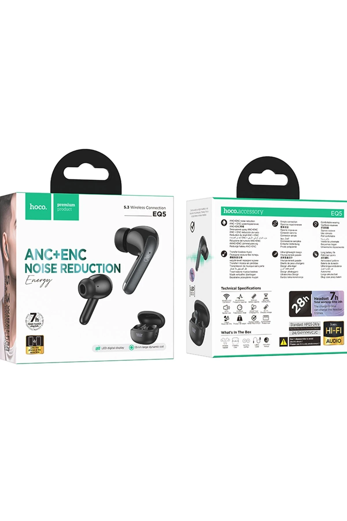 Hoco. EQ5 Energy Aktif Gürültü Engelleyici Özellikli Bluetooth 5.3 Kablosuz TWS Airpods Kulaklık