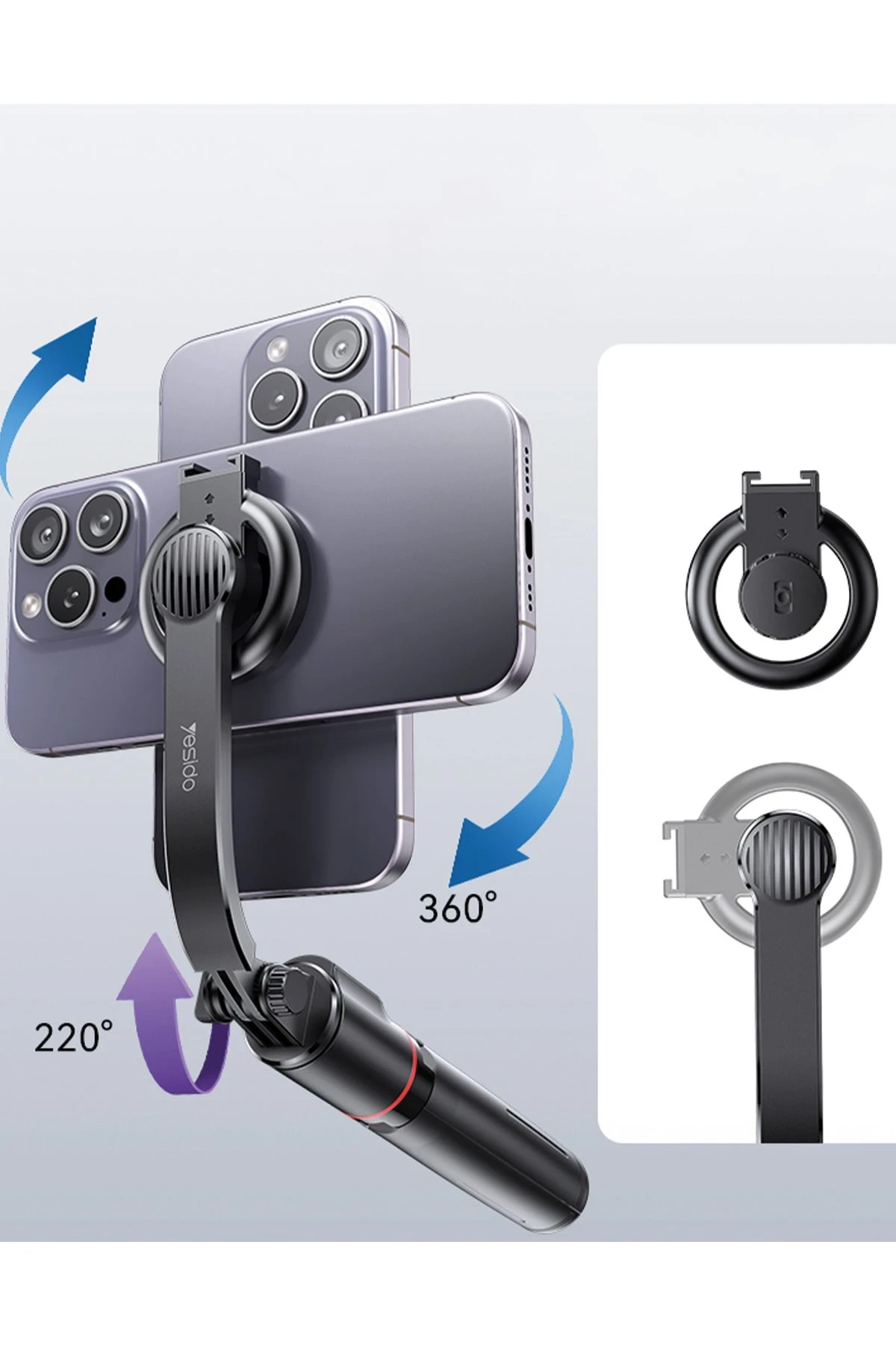 Yesido SF19 360 Derece Bluetooth 4.2 Kontrollü Magsafe Özellikli Selfie Gimbal