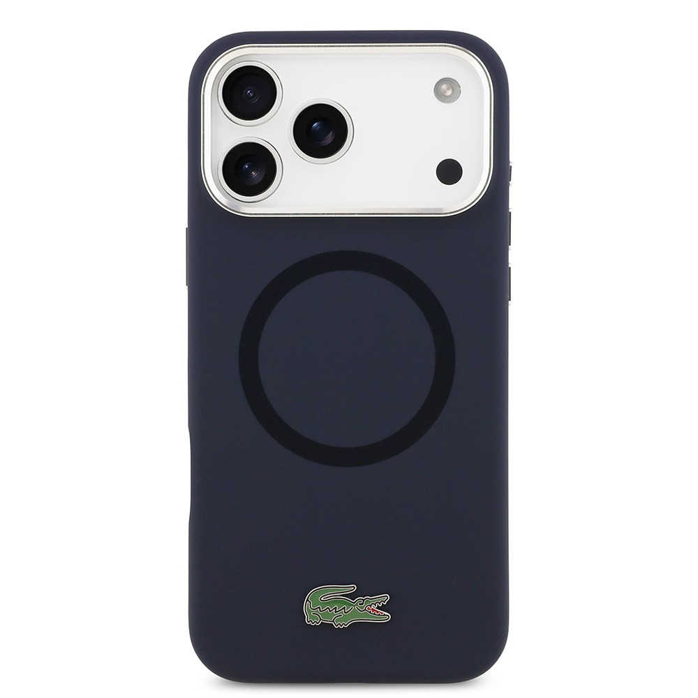 Apple iPhone 17 Pro Max Kılıf Lacoste Orjinal Lisanslı M-safe Şarj Özellikli İkonik Logolu Metal Kamera Çerçeveli Silikon Kapak