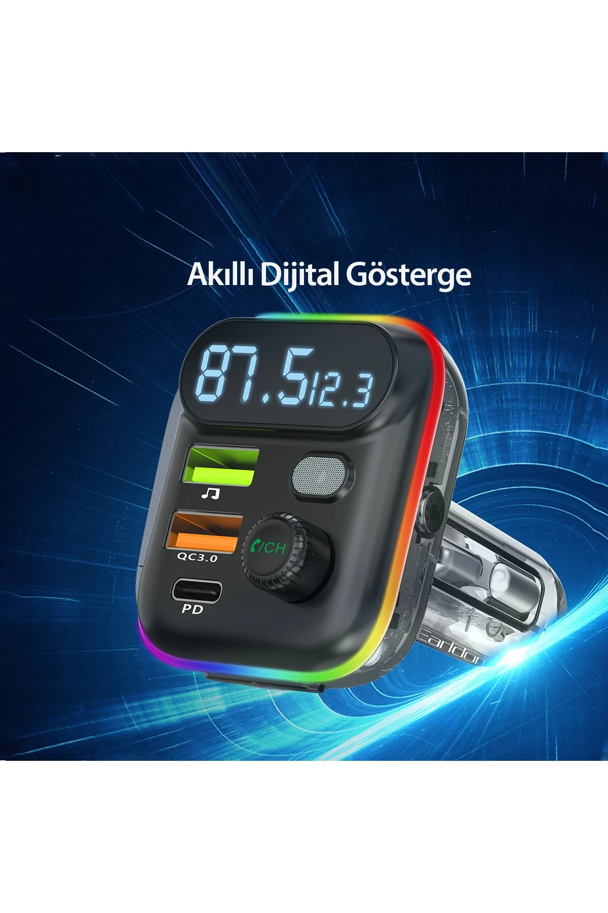 Earldom M80 Bluetooth USB3.0 ve Type C PD Hızlı Şarj FM Transmitter