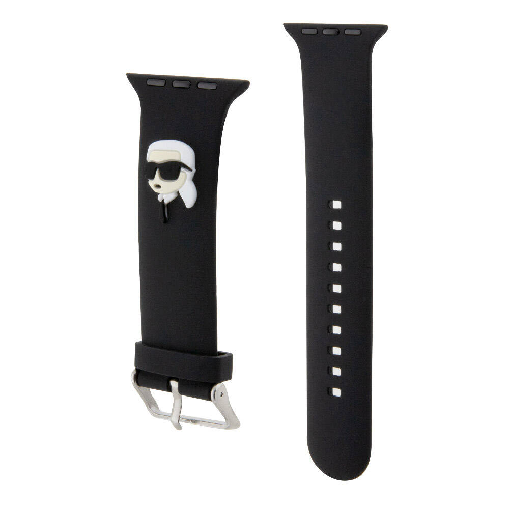 Apple Watch 7 41mm Karl Lagerfeld Orjinal Lisanslı İkonik Karl Head Logolu Silikon Kordon