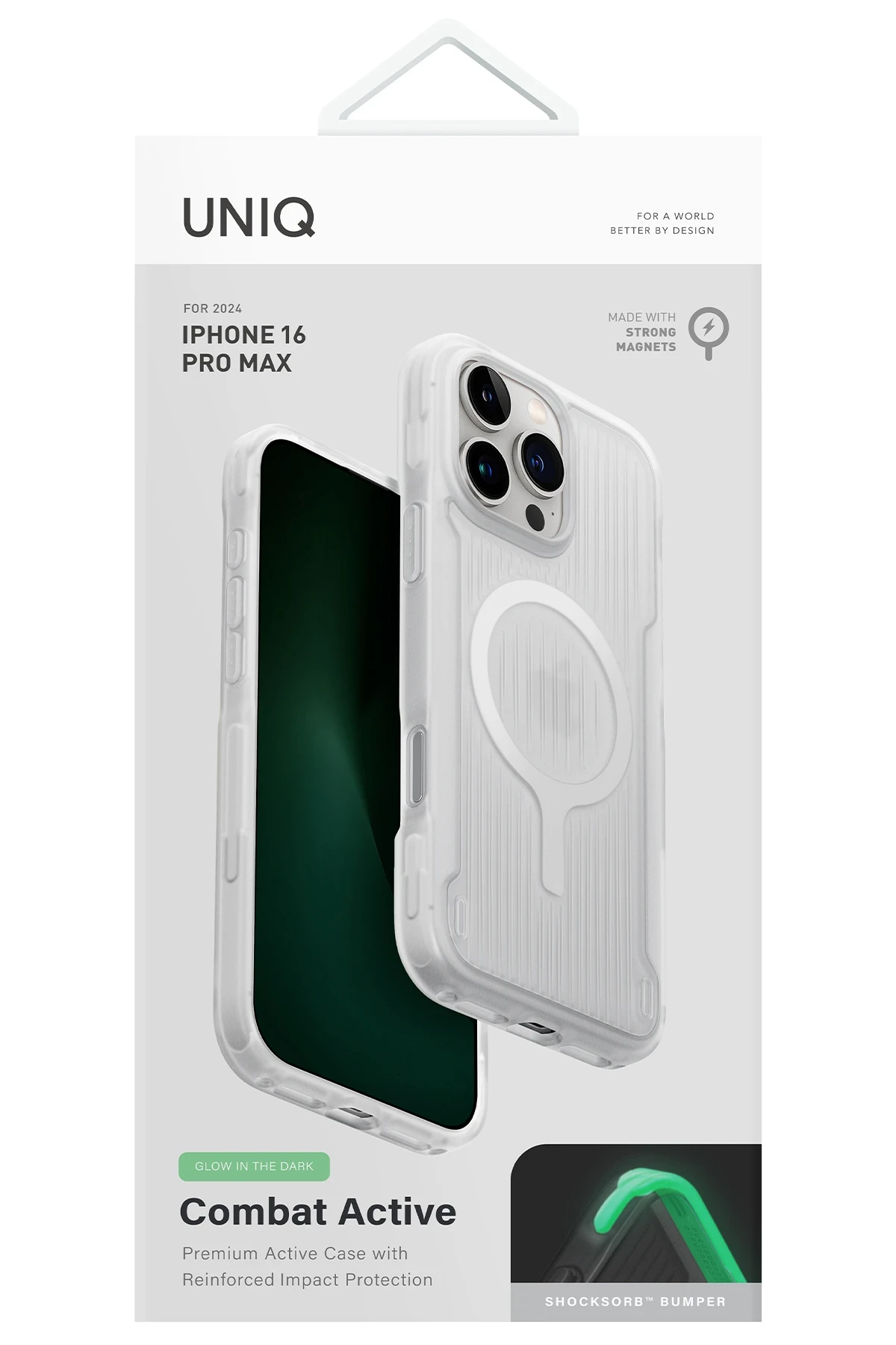 Uniq iPhone 16 Pro Combat Active Magsafe Kapak - Şeffaf Fosforlu