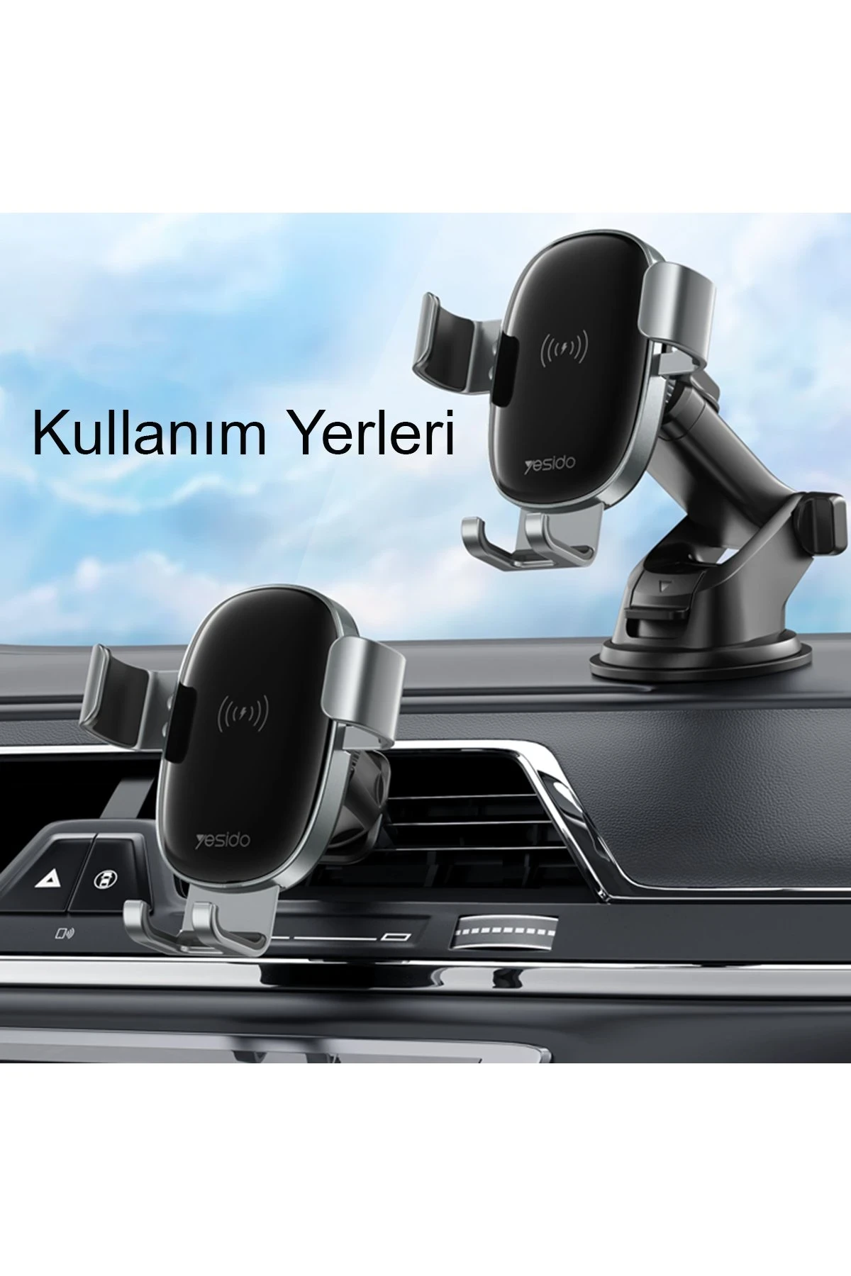 Yesido C123 Vantuzlu 15W Kablosuz Şarjlı Araç Tutucu