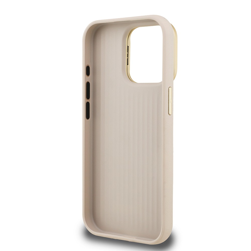 Apple iPhone 15 Pro Kılıf Guess Orjinal Lisanslı Grained Yazı Logolu Kamera Standlı Kapak