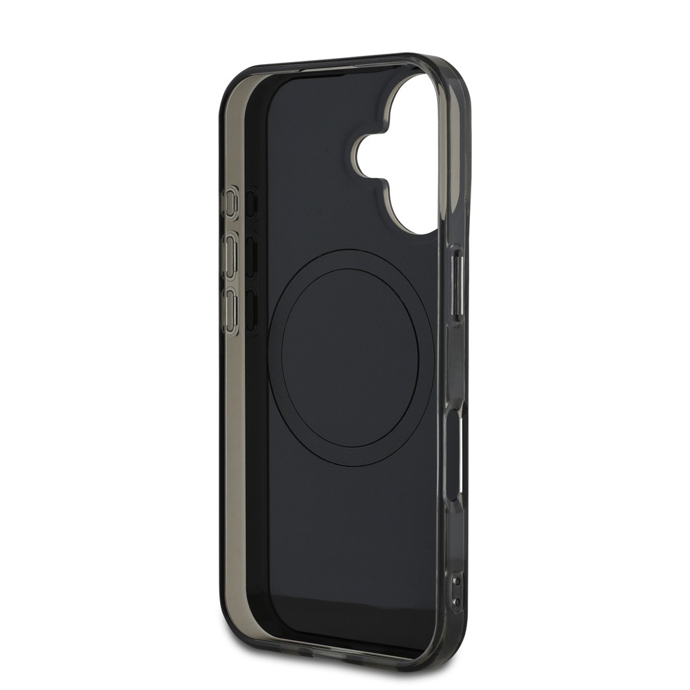 Apple iPhone 16 Kılıf Mercedes Benz Orjinal Lisanslı M-safe Şarj Özellikli Çift Katmanlı Paralel Çizgi Desenli Kapak