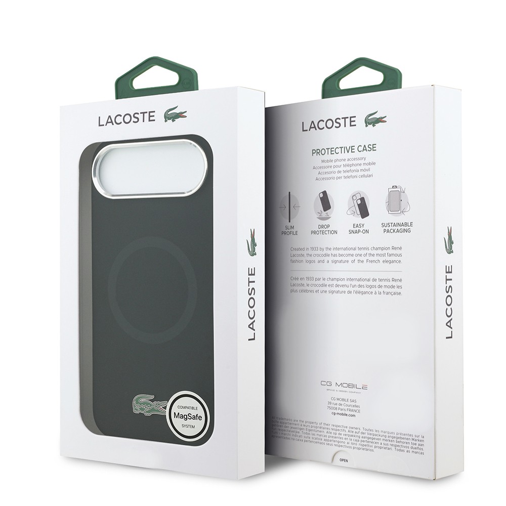 Apple iPhone 17 Air Kılıf Lacoste Orjinal Lisanslı M-safe Şarj Özellikli İkonik Logolu Metal Kamera Çerçeveli Silikon Kapak