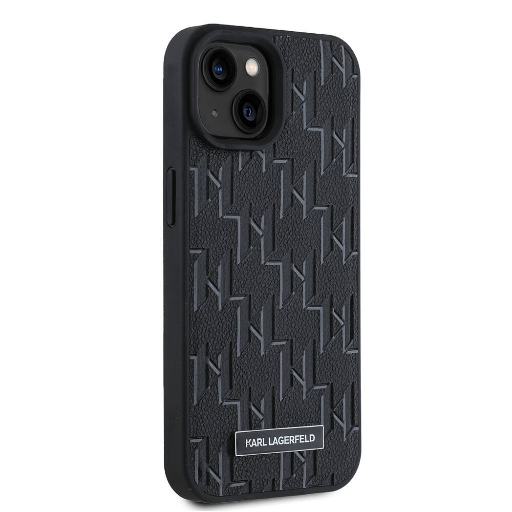 Apple iPhone 15 Kılıf Karl Lagerfeld Orjinal Lisanslı M-safe Şarj Özellikli KL Yazılı Hot Stamp Kapak