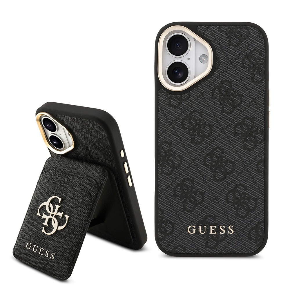Apple iPhone 17 Kılıf Guess Orjinal Lisanslı M-safe Şarj Özellikli 4G Metal Büyük Logolu Kartlıklı Kapak