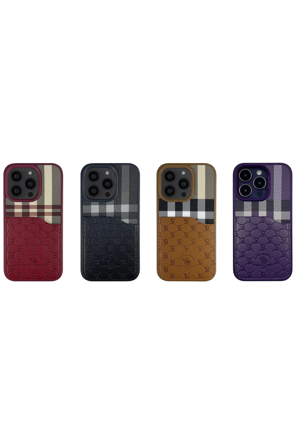 Santa Barbara Polo Racquet Club iPhone 14 Pro Plaid Kartvizitli Kapak