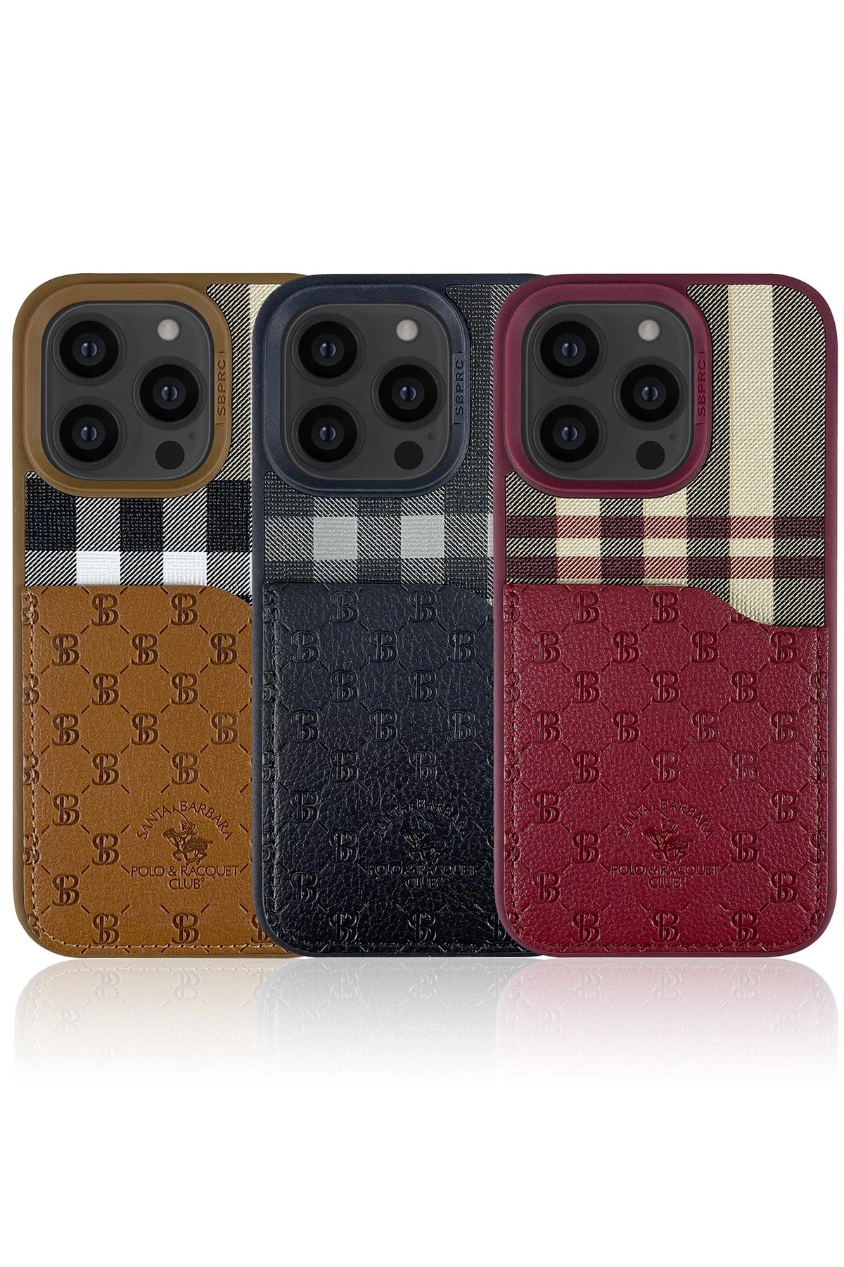 Santa Barbara Polo Racquet Club iPhone 14 Pro Max Plaid Kartvizitli Kapak