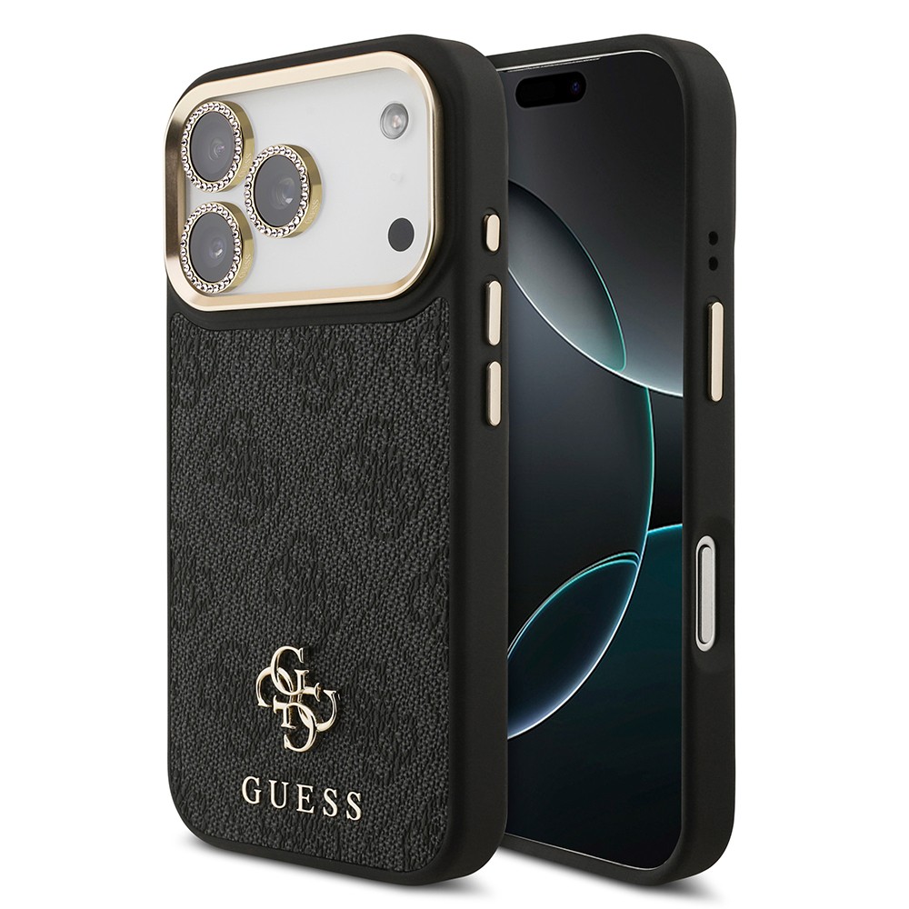 Apple iPhone 17 Pro Guess Orjinal Lisanslı 4G ve Yazı Logolu Kılıf + Ekran Koruyucu + Lens Koruyucu 3in1 Aksesuar Seti