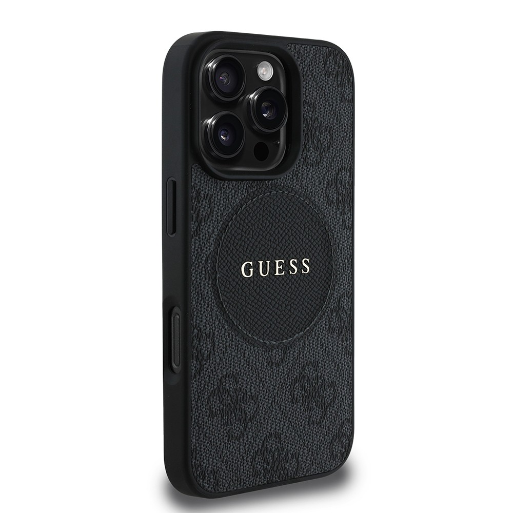 Apple iPhone 16 Pro Kılıf Guess Orjinal Lisanslı M-safe Şarj Özellikli Yazı Logolu Circle Classic Kapak