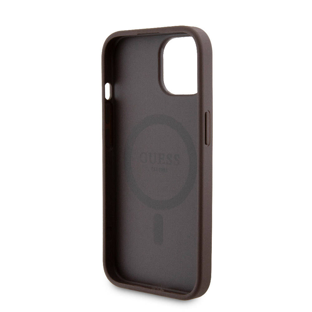 Apple iPhone 14 Kılıf Guess Orjinal Lisanslı M-safe Şarj Özellikli Yazı Logolu 4G Desenli Kapak + Powerbank 5000mAh 2in1 Set